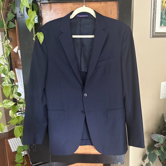 Ralph Lauren Purple Label 38S Unlined Sports Jacket 100% Wool Textured Navy